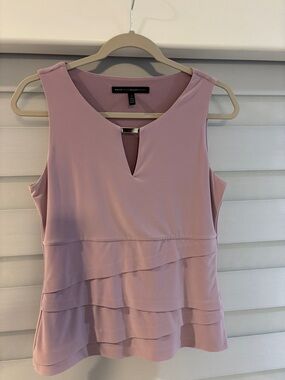 White House Black Market Dusty Pink Sleeveless Layered Ruffle Blouse